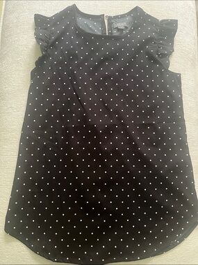 A.T.U.N Girls' Black Polka Dot Ruffle Sleeve Top